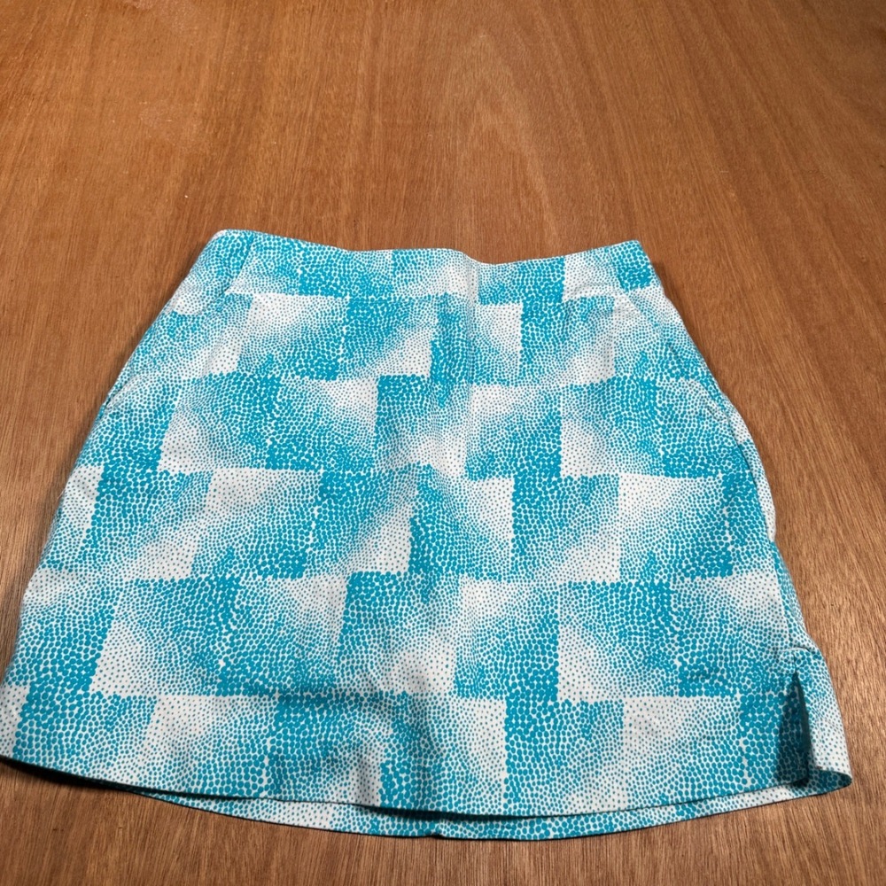 Lady Hagen Skort Women 2 Blue White Dotted Geometric Golf Tennis Mini Pocket